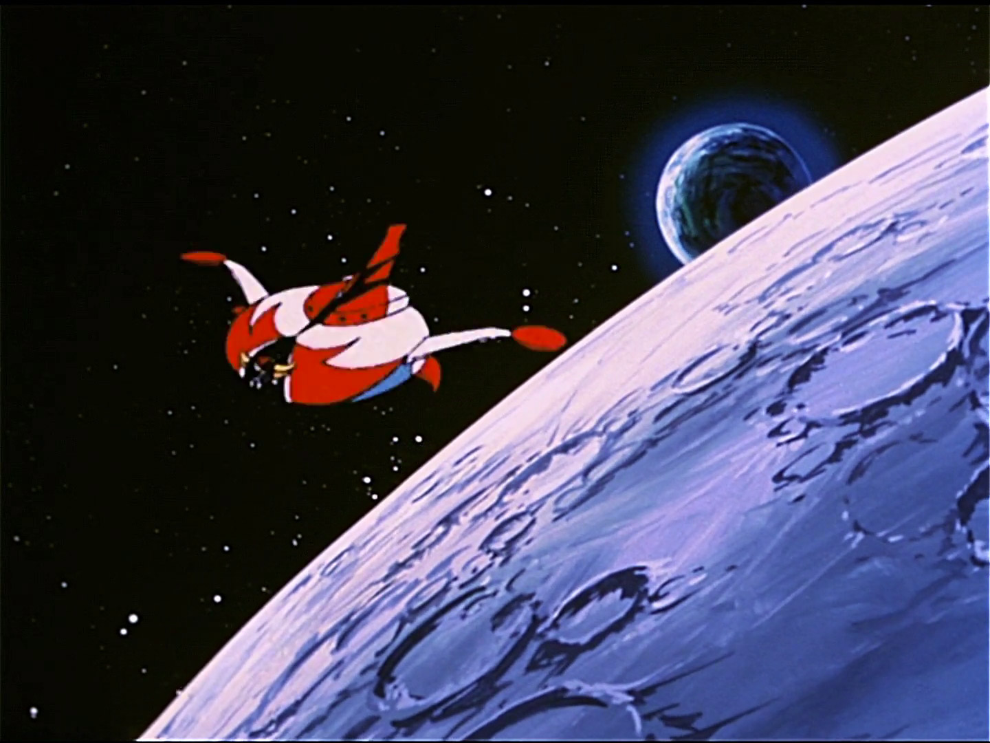 grendizer in space between earth and moon